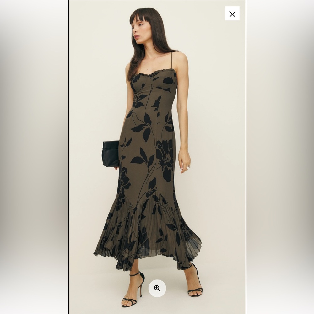 Reformation Aiko Elegant Black Floral Dress